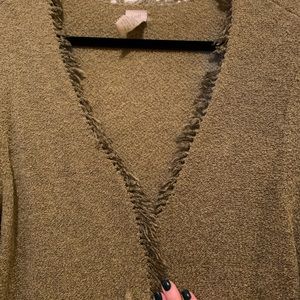 Green mid thigh cardigan sweater